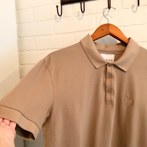 Inimigo Men’s Polo Shirt Tennis Prep Preppy Academia Neutral Beige Sand XL - Picture 4 of 11